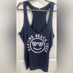 Navy Graphic Racerback Tank Top